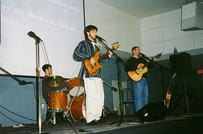 The band led praise songs in large group sessions.