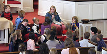 Brynn Hobson leads Children's sermon